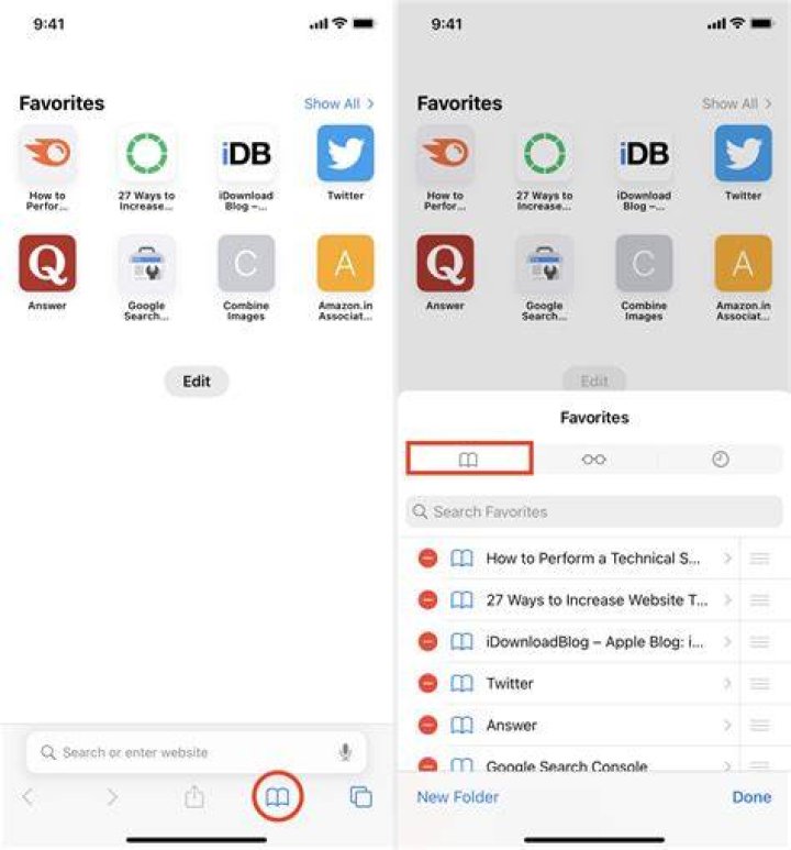 How do I add an icon to my favorites in Safari?