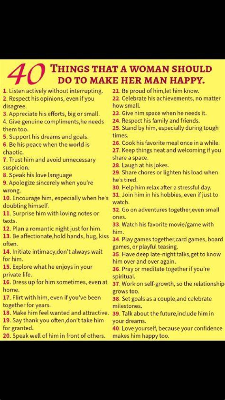 What can a girl do to make her man happy?